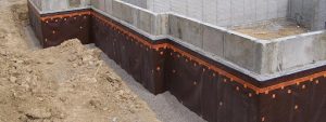 dimple membrane applied over concrete commercial foundation